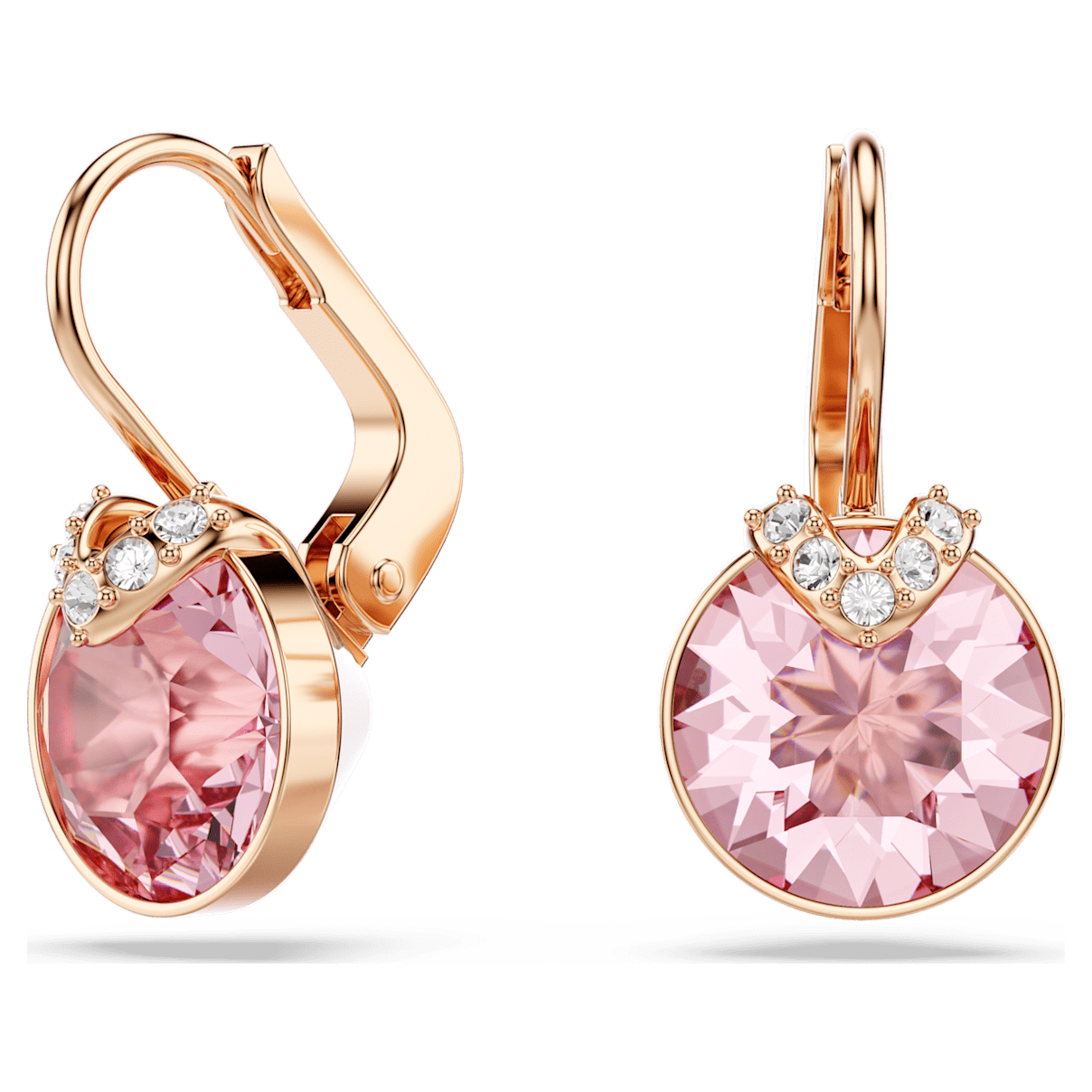 

Swarovski Bella V 水滴形耳环, 圆形切割, 粉红色, 镀玫瑰金色调