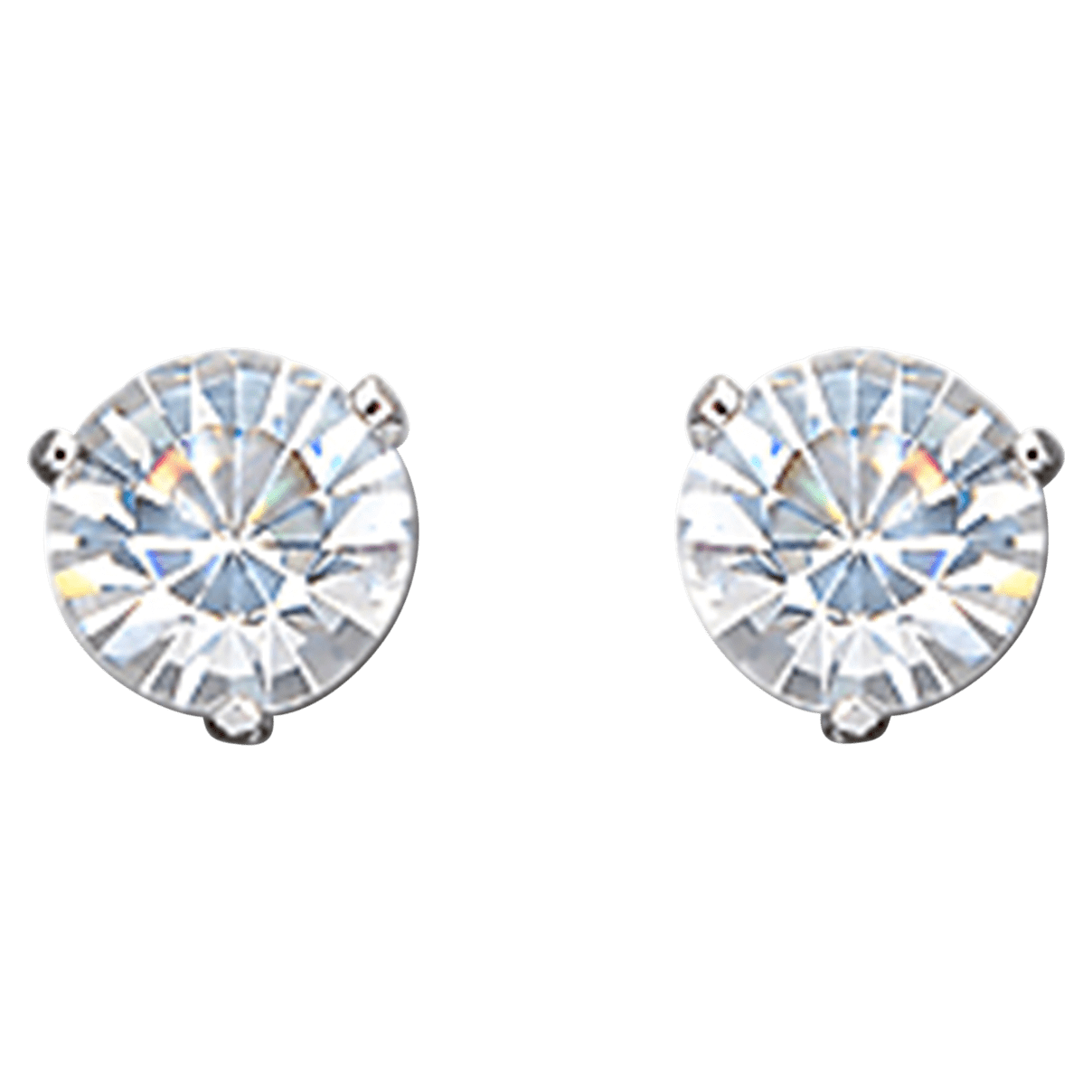 

Swarovski Solitaire 耳钉, 白色, 鍍白金色