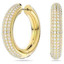 Swarovski クリスタル フープピアス パヴェ Dextera フープピアス, パヴェ, 大, ホワイト, ロジウム・プレー