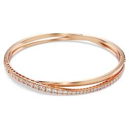 Hyperbola bangle, Infinity, White, Rose gold-tone plated