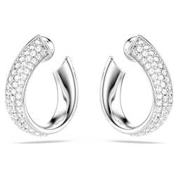 Dextera フープピアス, パヴェ, 小, ホワイト, ロジウム・プレー