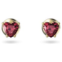 Chroma drop earrings, Heart, Red, Gold-tone plated | Swarovski