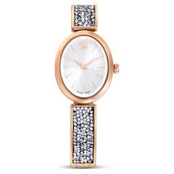 Crystal Rock oval watch, Swiss Made, Crystal bracelet, Blue