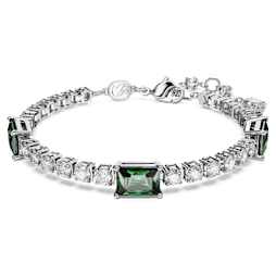 ブレスレット SWAROVSKI Matrix Rhodium Bangle Bracelet M 5692519 Matrix Tennis bracelet, Mixed cuts, Green, Rhodium plated