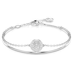 Matrix bangle, Mixed cuts, White, Rhodium plated | Swarovski
