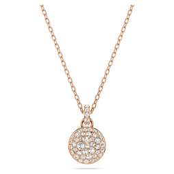 Dextera pendant, Round cut, White, Rose gold-tone plated