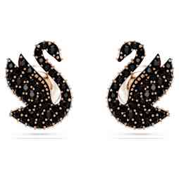 Swan ドロップピアス, スワン, ピンク, ローズゴールドトーン・プレー