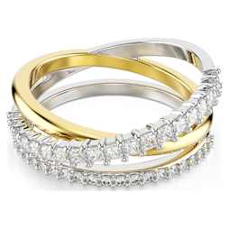 Matrix Vittore ring, Round cut, White, Gold-tone finish