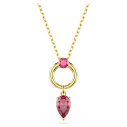 Chroma pendant, Heart, Red, Gold-tone plated | Swarovski