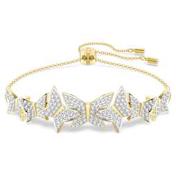 Idyllia Lilia bracelet, Butterfly, White, Rose gold-tone