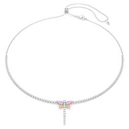 Matrix Tennis necklace, Round cut, Pink, Gold-tone plated | Swarovski