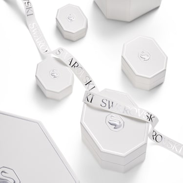 Brincos stud solitário com halo Eternity, Diamantes criados em laboratório 0.75 ct tw, Modelo redondo, Ouro branco de 18 quilates - Swarovski, 5698156