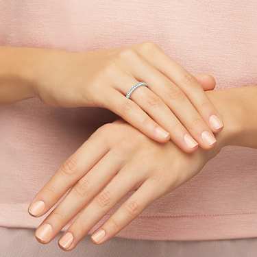Matrix ring, White, Rhodium plated - Swarovski, 1121065