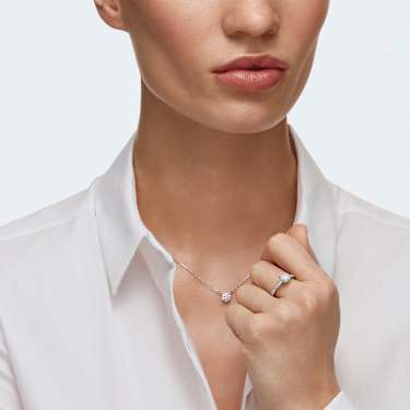 Stilla Attract ring, Round cut, Pavé, White, Rhodium plated - Swarovski, 5032921