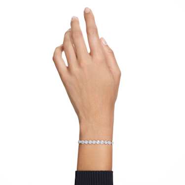 Brățară Tennis Angelic, Tăietură rotundă, Mică, Alb, Placat cu rodiu - Swarovski, 5071173