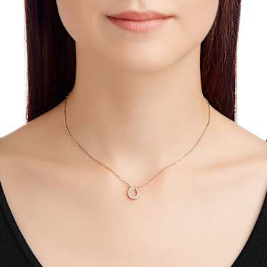 Towards 项链, 马蹄铁, 白色, 镀玫瑰金色调 - Swarovski, 5094964