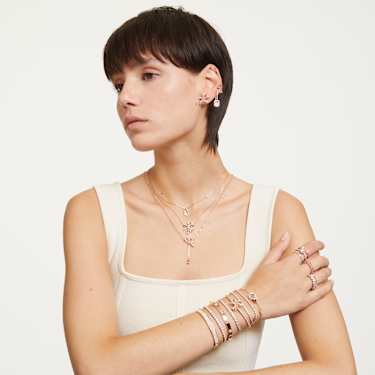 กำไล Dextera, ขาว, เคลือบโทนสีโรสโกลด์ - Swarovski, 5098368