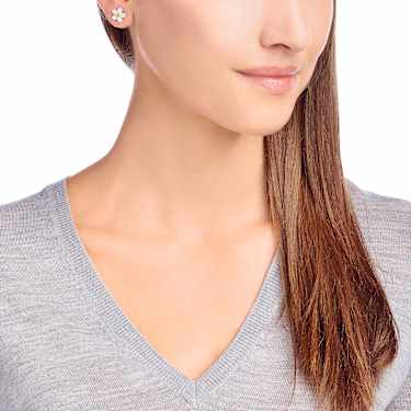 Tough ต่างหูเม็ดเดี่ยว, ดอกไม้, เหลือง, เคลือบโลหะหลากชนิด - Swarovski, 5136838
