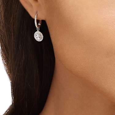 Una Angelic drop earrings, Round cut, White, Rhodium plated - Swarovski, 5142721