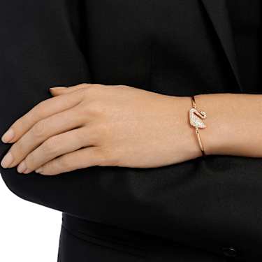 Brazalete Swan Cisne Blanco Ba o tono oro rosa Swarovski