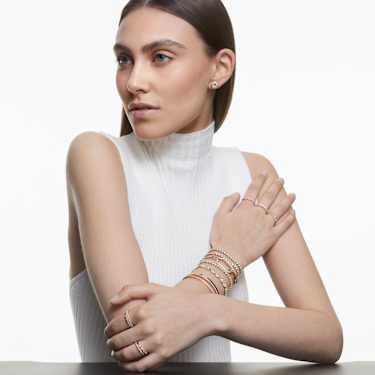 Bracelete Fresh, Lapidação redonda, Branca, Lacado a rosa dourado - Swarovski, 5217727