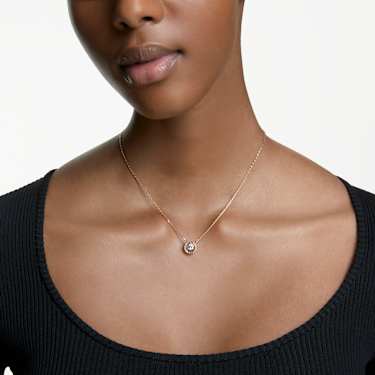 Swarovski Sparkling Dance necklace, Round cut, White, Rose gold-tone plated - Swarovski, 5272364