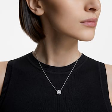 Colier Swarovski Sparkling Dance, Tăietură rotundă, Alb, Placat cu rodiu - Swarovski, 5286137