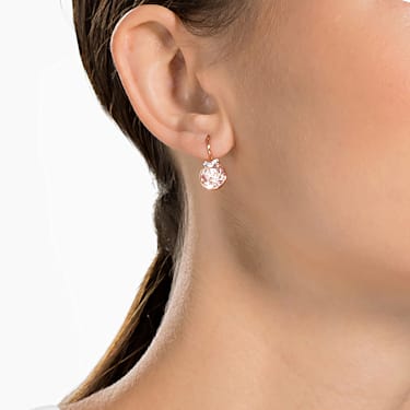 Visací náušnice Bella V, Kulatý výbrus, Zlatý odstín, Povrchová úprava z 18k růžového zlata - Swarovski, 5299318