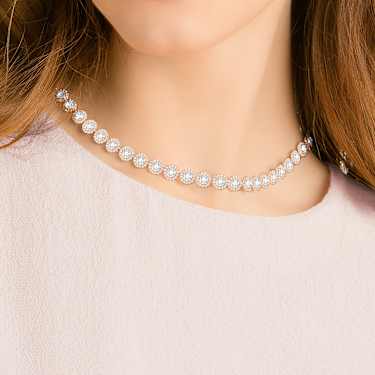 Una Angelic Tennisketting, Ronde slijpvorm, Medium, Wit, Roségoudkleurige toplaag - Swarovski, 5367845