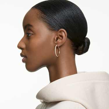 Dextera hoop earrings, Pavé, Large, White, Rose gold-tone plated - Swarovski, 5383938