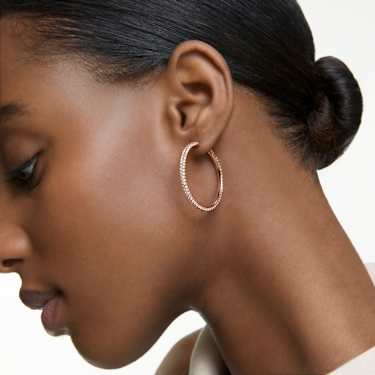 Swarovski Stone Rose Gold Hoop Earrings