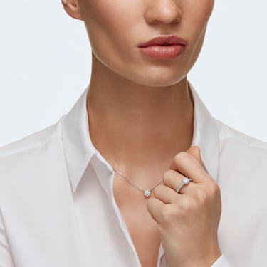 Attract necklace, Round cut, White, Rhodium plated - Swarovski, 5408442