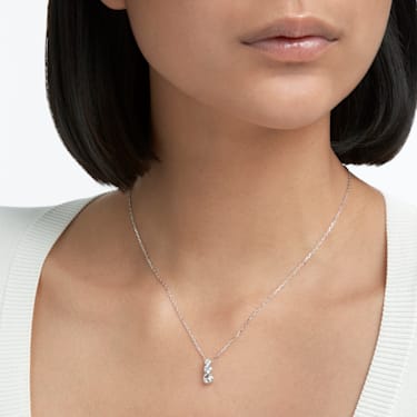 Colgante Stilla Attract, Talla redonda, Blanco, Baño de rodio - Swarovski, 5414970