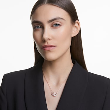Collier Dextera, Cercles entrelacés, Blanc, Placage de ton or rosé - Swarovski, 5414999