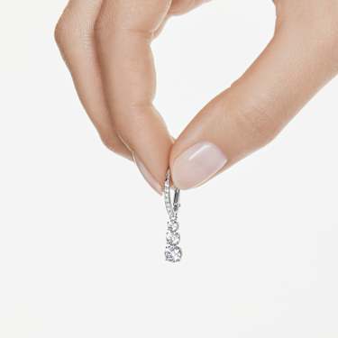 Stilla Attract ringoorbellen, Ronde slijpvorm, Wit, Rodium toplaag - Swarovski, 5416155