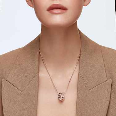 Wisiorek Hyperbola, Splecione ze sobą obręcze, Biały, Powłoka w odcieniu różowego złota - Swarovski, 5419853
