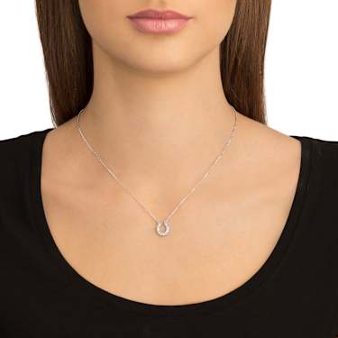 Towards necklace, Horse shoe, White, Rhodium plated - Swarovski, 5422290