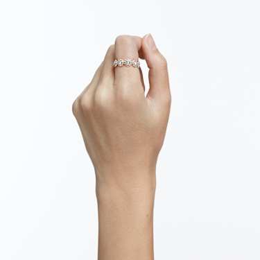 Una Angelic ring, Round cut, Pavé, White, Rose gold-tone plated 