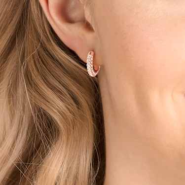 Dextera Kreolörhängen, Pavé, Små, Vit, 18K roséguldsfinish - Swarovski, 5446008
