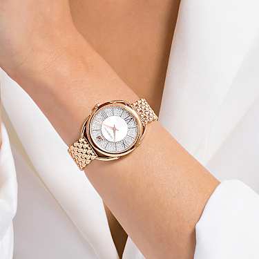 Swarovski crystalline rose gold watch discount