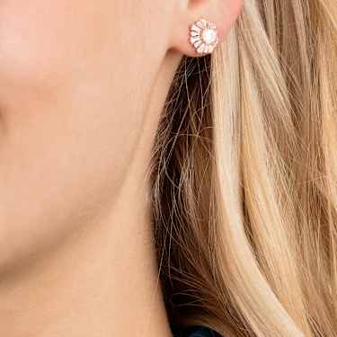 Idyllia 耳釘, 混合式切割, 太陽, 白色, 鍍玫瑰金色調 - Swarovski, 5459597