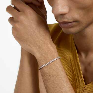 Matrix Tennis Armband, Rundschliff, Weiß, Roségold-Legierungsschicht - Swarovski, 5464948