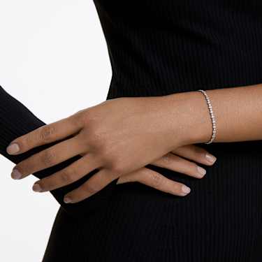 Matrix Tennis bracelet Round cut White Rhodium plated Swarovski