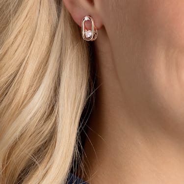 Swarovski Sparkling Dance stud earrings, Round cut, Oval shape, White, Rose gold-tone plated - Swarovski, 5468118