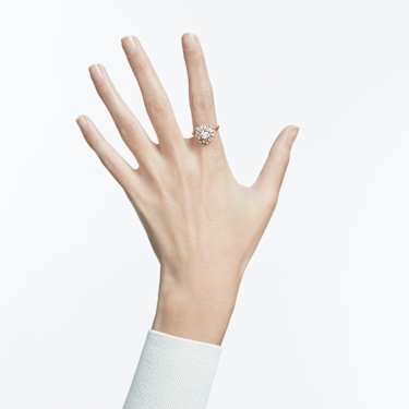 Idyllia gyűrű, Vegyes metszés, Nap, Fehér, Rózsaarany-tónusú bevonattal - Swarovski, 5474917