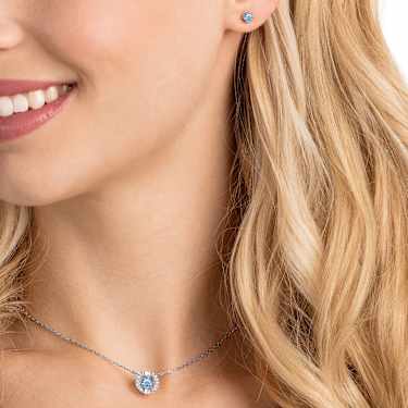 Una set, Round cut, Blue, Rhodium plated by SWAROVSKI