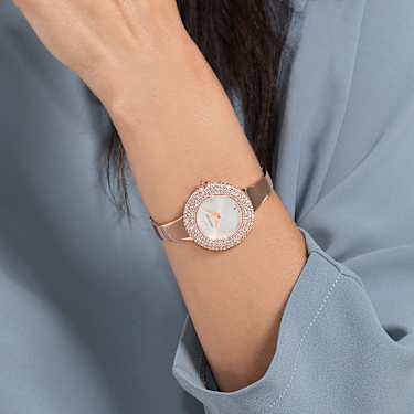 Crystal Rose Uhr, Schweizer Produktion, Metallarmband, Roséfarben