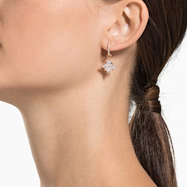 Swarovski Symbolic drop earrings, Star, White, Rose gold-tone plated - Swarovski, 5494337