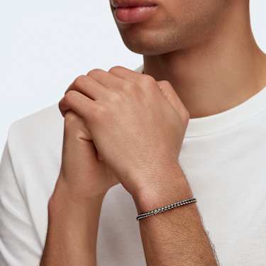 Matrix Tennis bracelet, Round cut, Grey, Ruthenium plated - Swarovski, 5504678