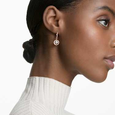 Una drop earrings, Round cut, White, Rose gold-tone plated - Swarovski, 5504753
